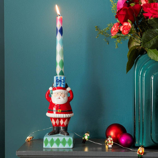 Santa Lysestake i Keramikk – Håndmalt Julenisse 🎅❤️