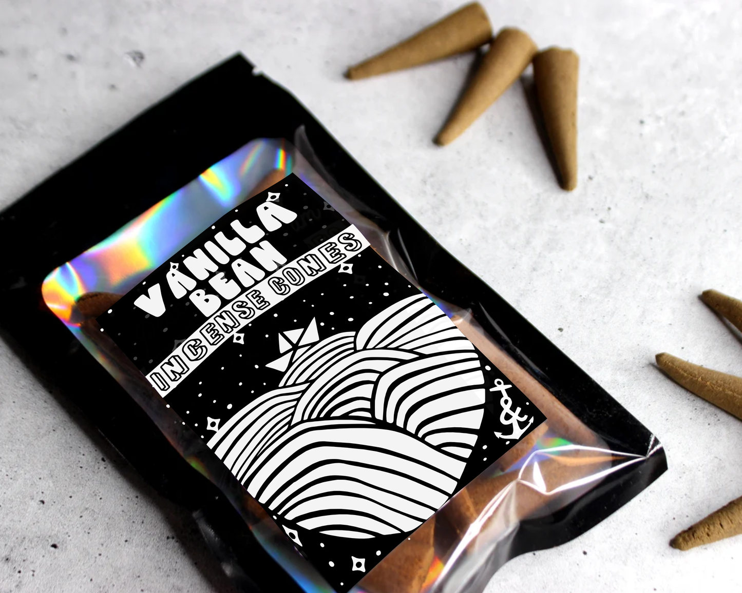 Vanilla Bean |  Røkelsekjegler, Kun Backflow