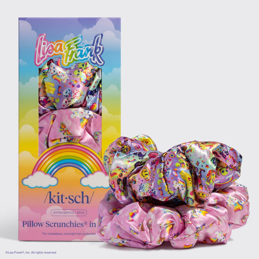 Lisa Frank x Kitsch – store satengscrunchies, 2-pakning