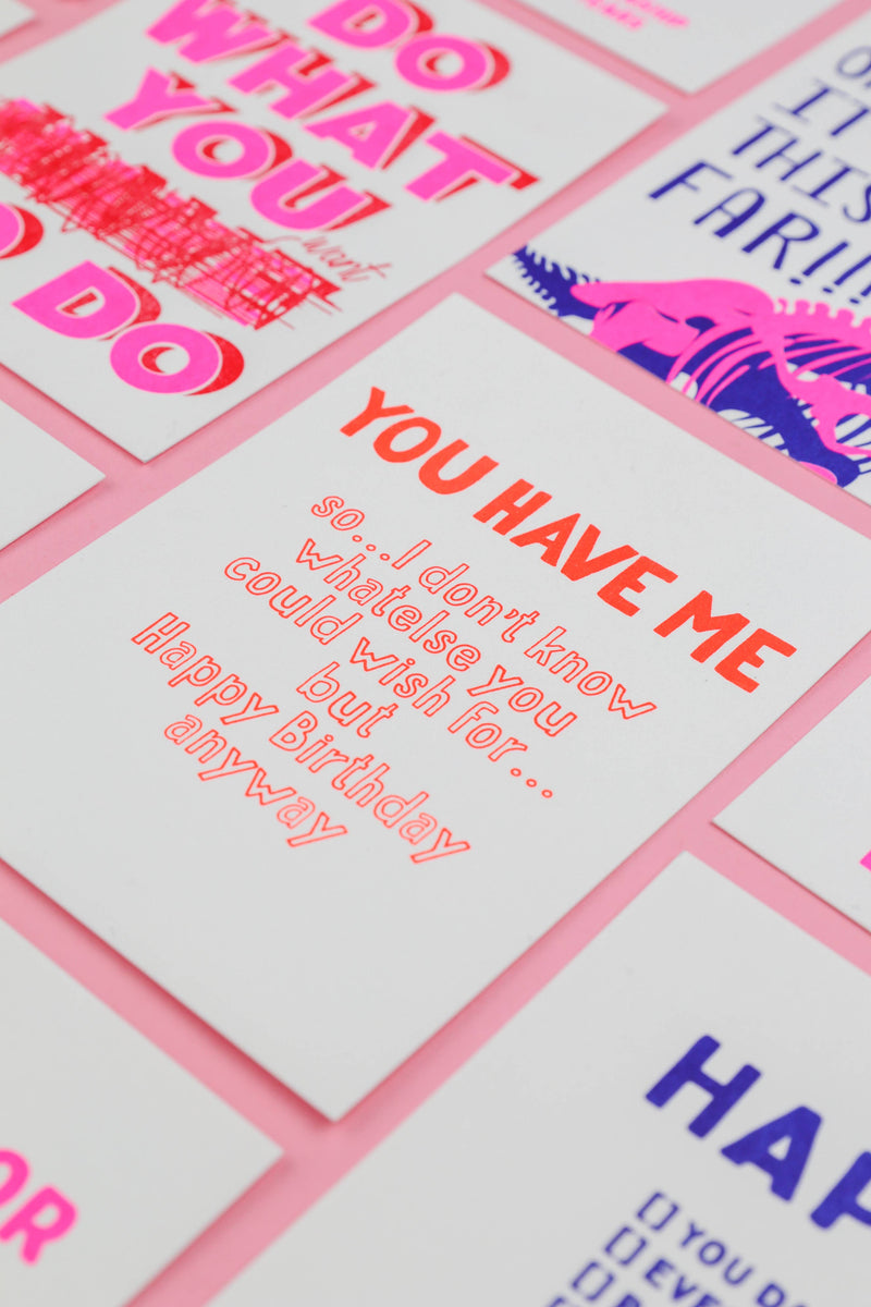 You Have Me Happy Birthday Risograph Postcard