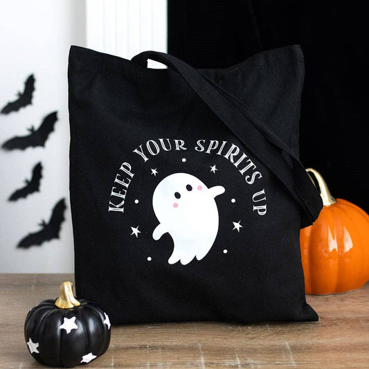 Keep Your Spirits Up Halloween Ghost Polycotton Tote Bag