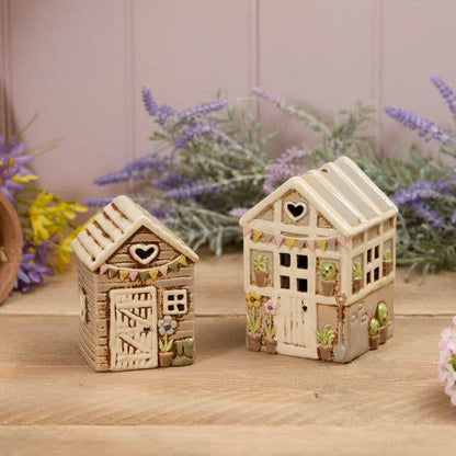 Grønt blomsterhus – telysholder i steingods