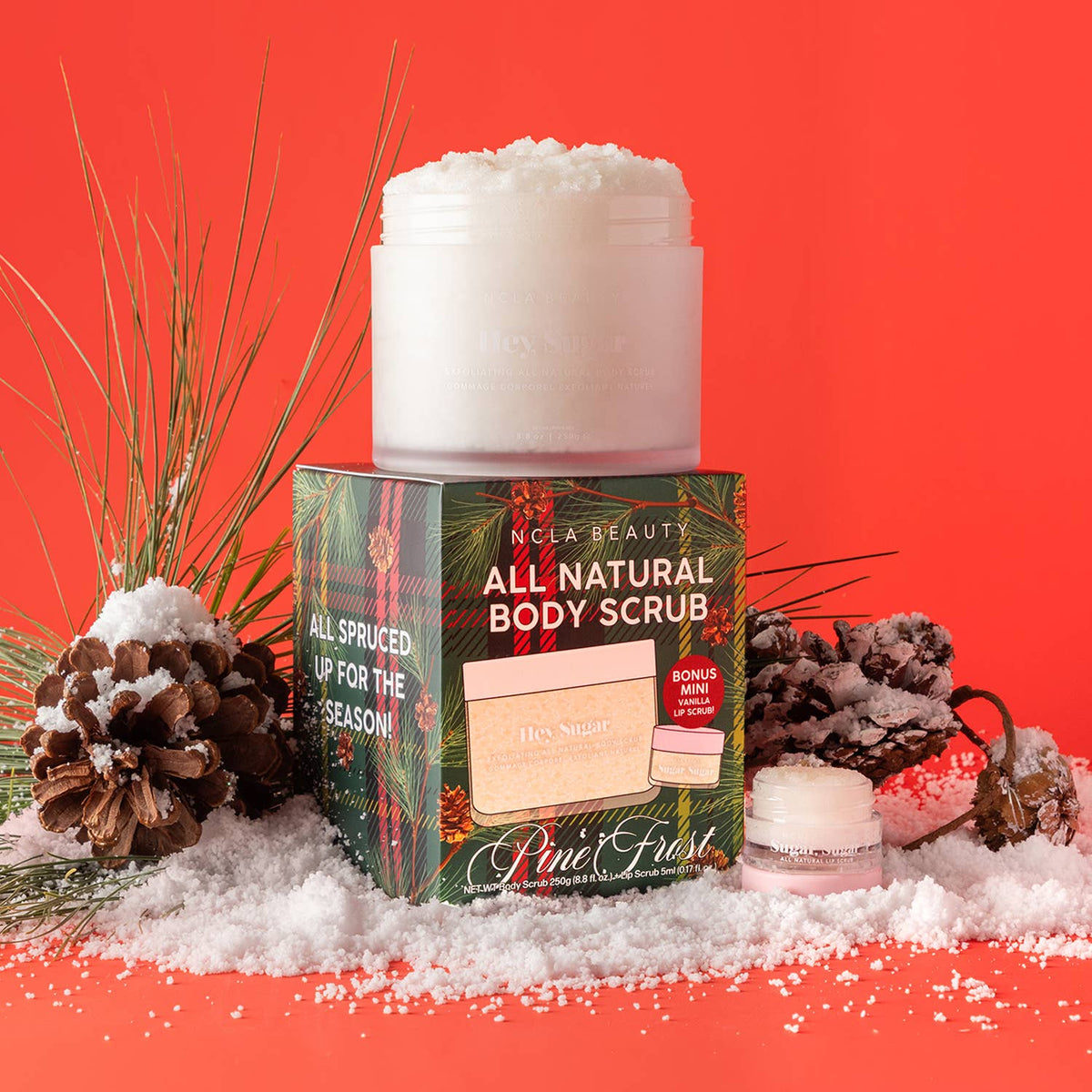 Hey Sugar Pine Frost Body Scrub + Lip Scrub Holiday Gift Set