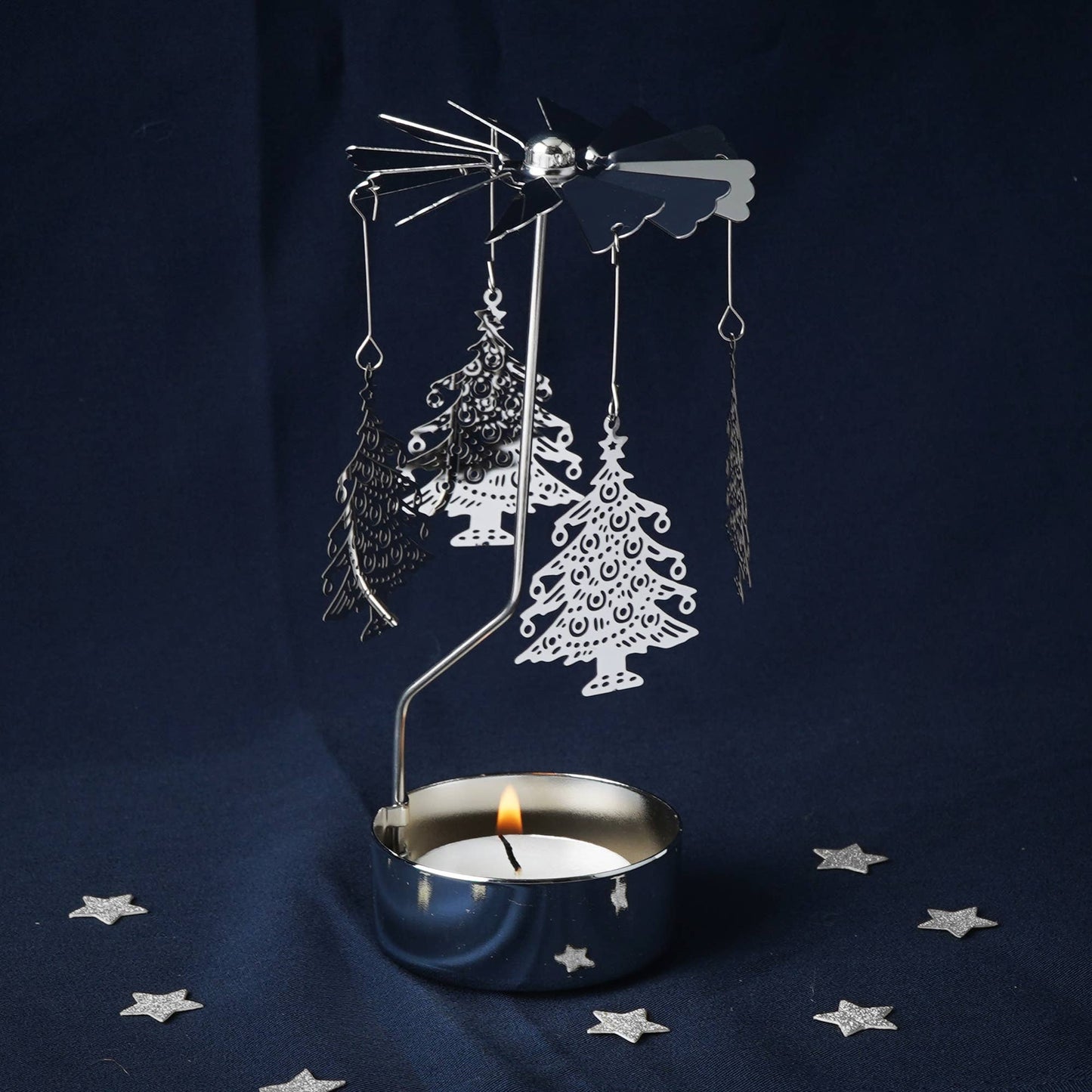 Silver Christmas Tree Telys Englespill