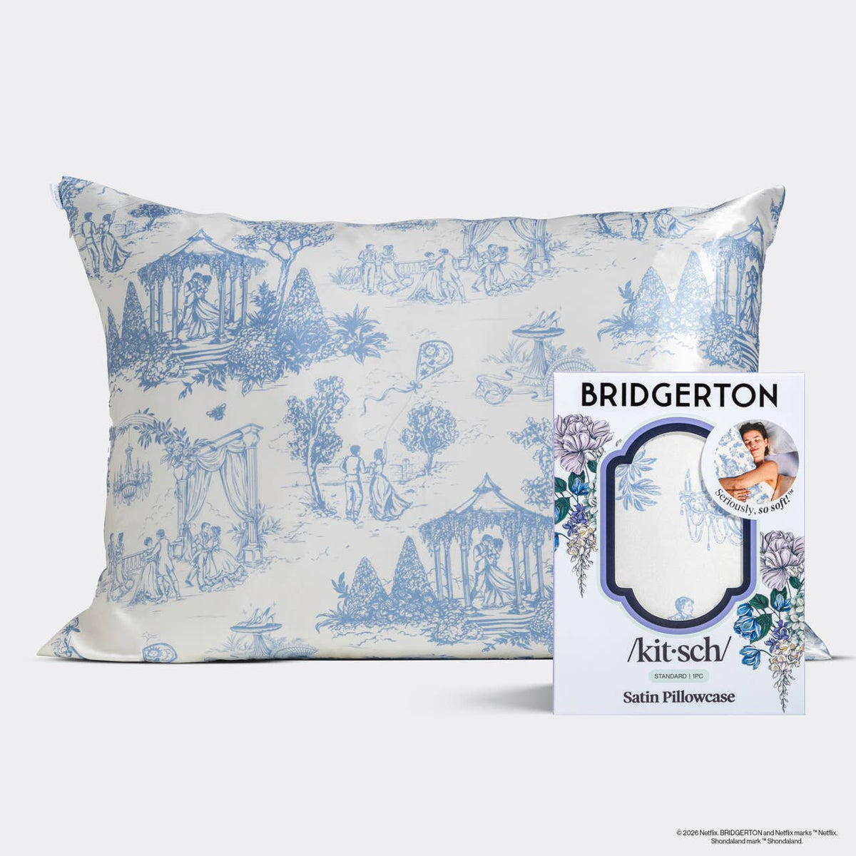 Bridgerton x Kitsch Satin Pillowcase in Garden Toile – FORHÅNDSBESTILLING
