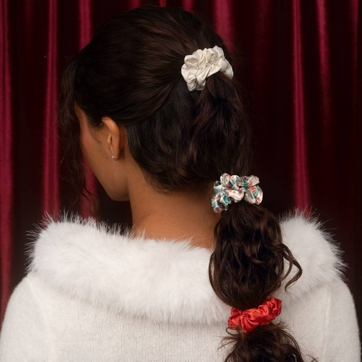Holiday Ruched Satin Scrunchies 7pk