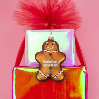 Emotionally Crumbling - Funny Glass Ornament, Holiday Gift