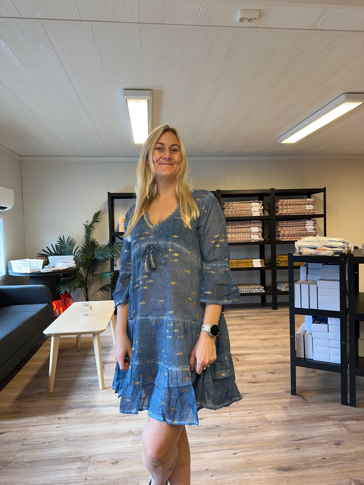 Sea Blue & Gold Fish – Beach Dress