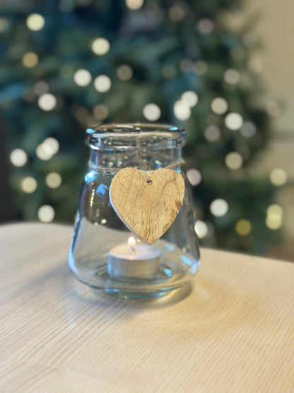 Lysglass M Trehjerte H 11 Cm