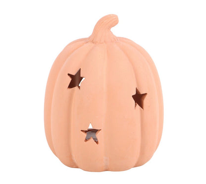 Terracotta gresskar telysholder – 14 cm 🎃✨