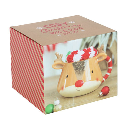 Cosy Christmas - reinsdyr kopp og sokker gavesett