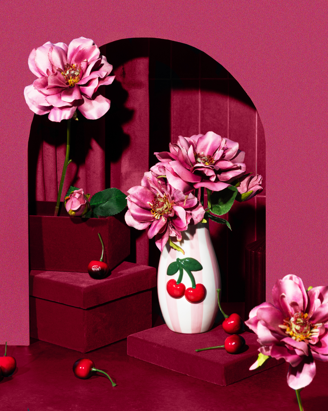 Cherry vase – håndmalt kirsebærvase 🍒🌸