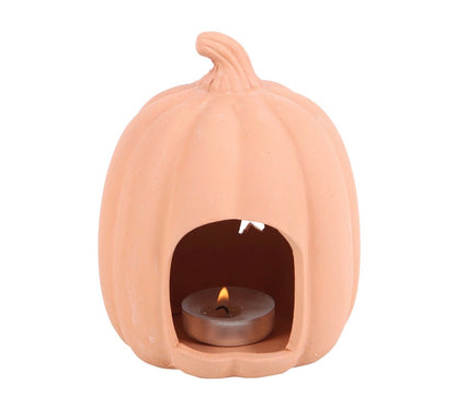 Terracotta gresskar telysholder – 14 cm 🎃✨