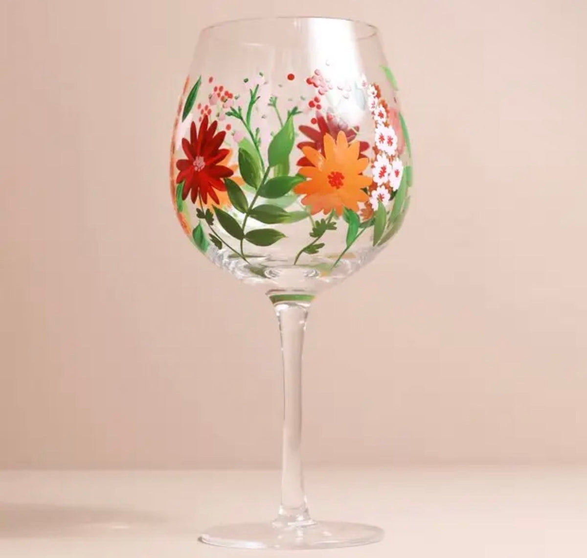 Håndmalt Wildflower Balloon Gin Glass