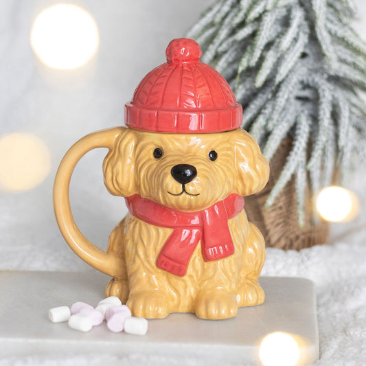 Winter Puppy – Rødt krus med lokk