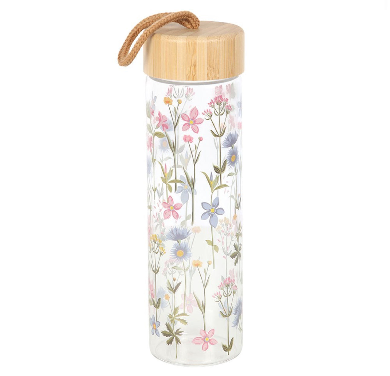 Blomster Glassflaske med bambuslokk
