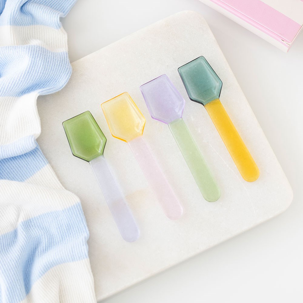 Pastell dessertskjeer i glass – sett med 4 🌸🍦