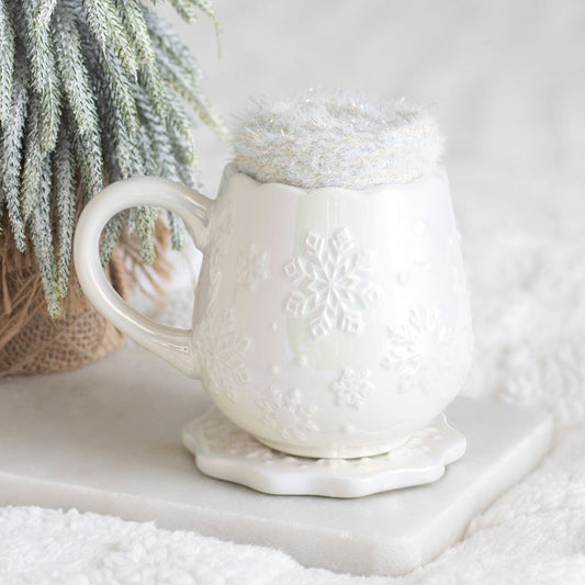 Snowflake – Gavesett med krus, brikke og sokker