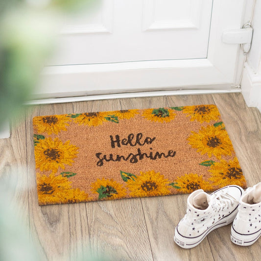 Dørmatte i kokos – "Hello Sunshine"