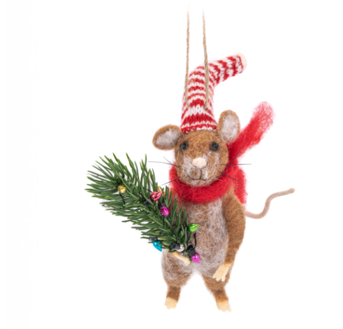 Christmas Tree Shopping Mouse – Julepynt i filt 🎄🐭