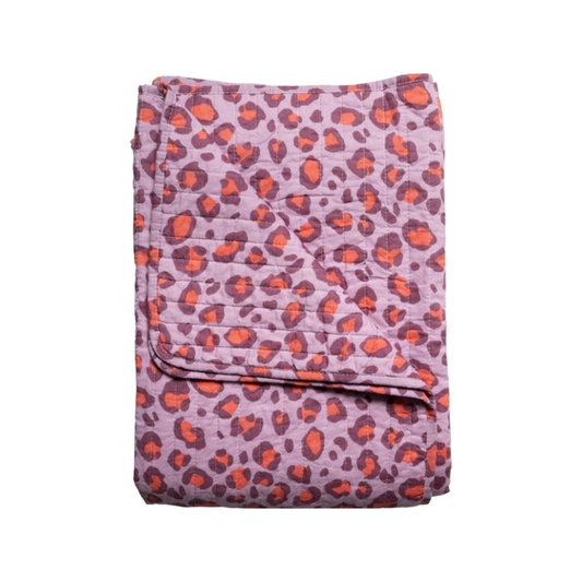Quilt Teppe Leopard Rød/violett  135x 220 cm