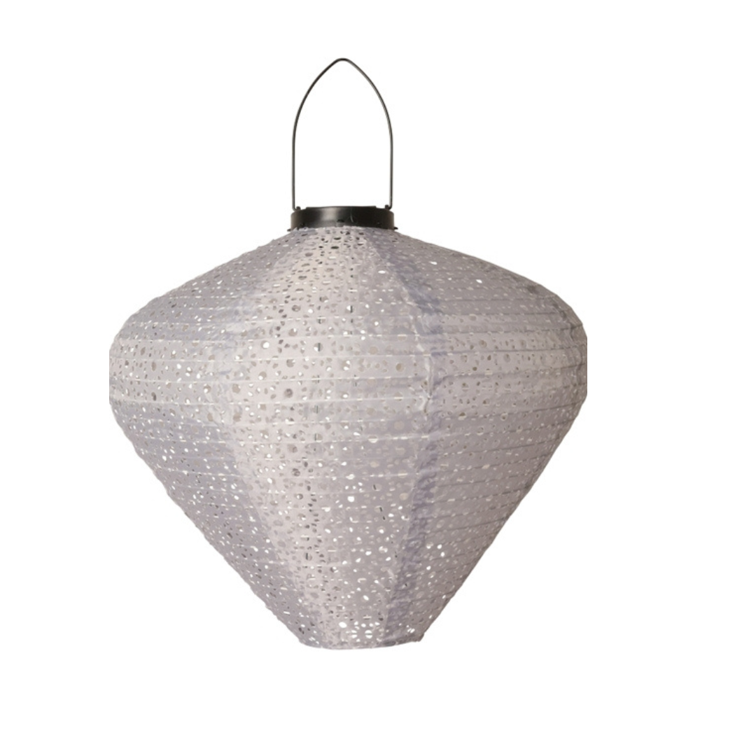Solcellelampe – grå rislampe til uteplassen 33 x H30 cm