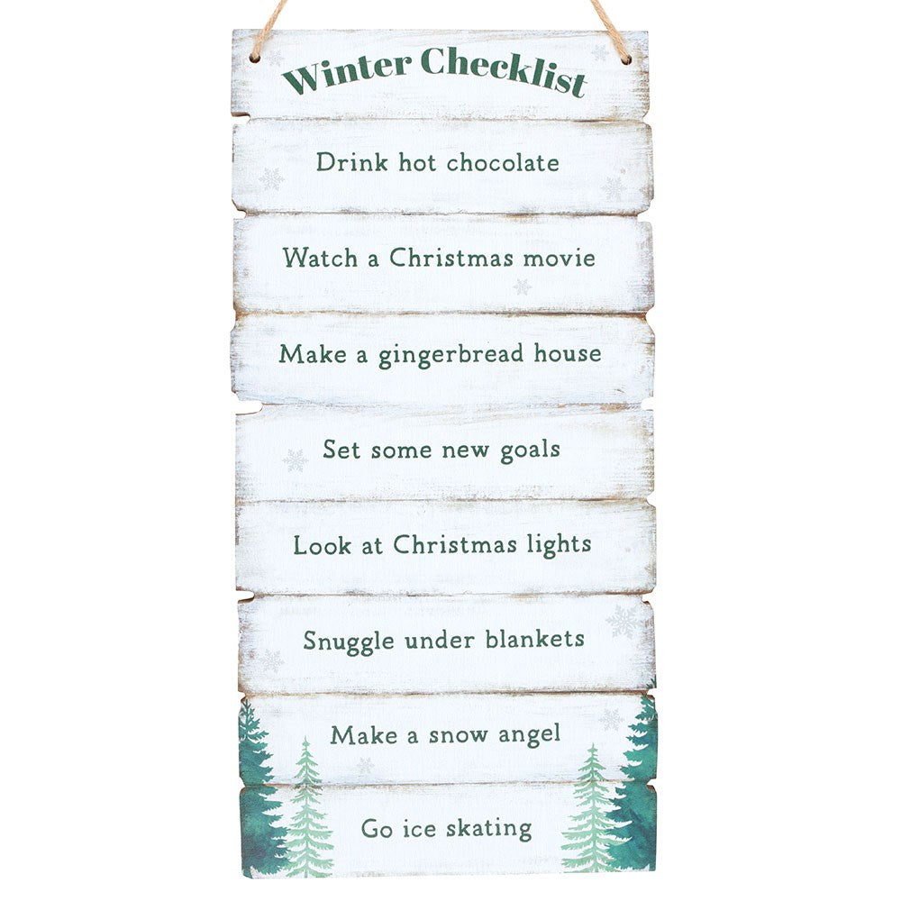 Winter Wonderland Checklist Hengende Skilt