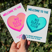 No sleep club pink neon Risograph Postcard