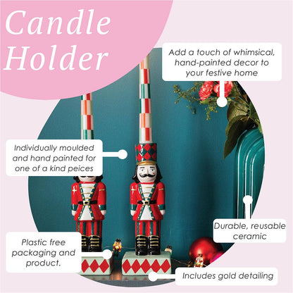 Nutcracker Lysestake i Keramikk – Håndmalt Nøtteknekker 🎄❤️