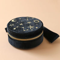 Starry Night Black Velvet Mini Reiseveske for Smykker