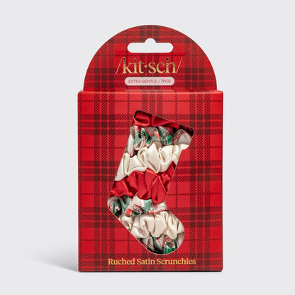 Holiday Ruched Satin Scrunchies 7pk