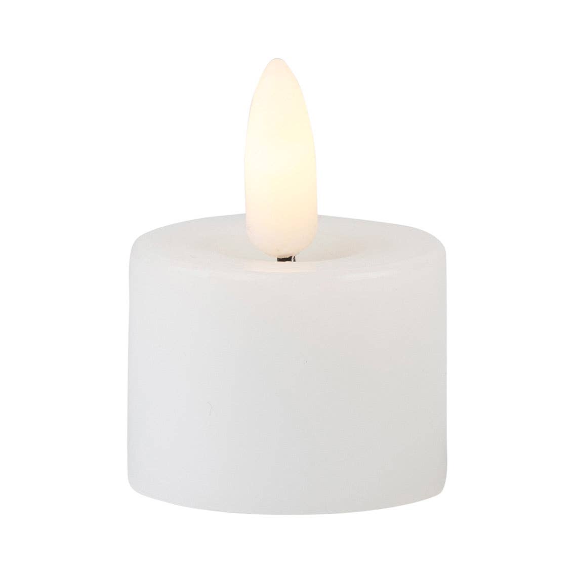 LED-telys i hvitt med flakkende flamme