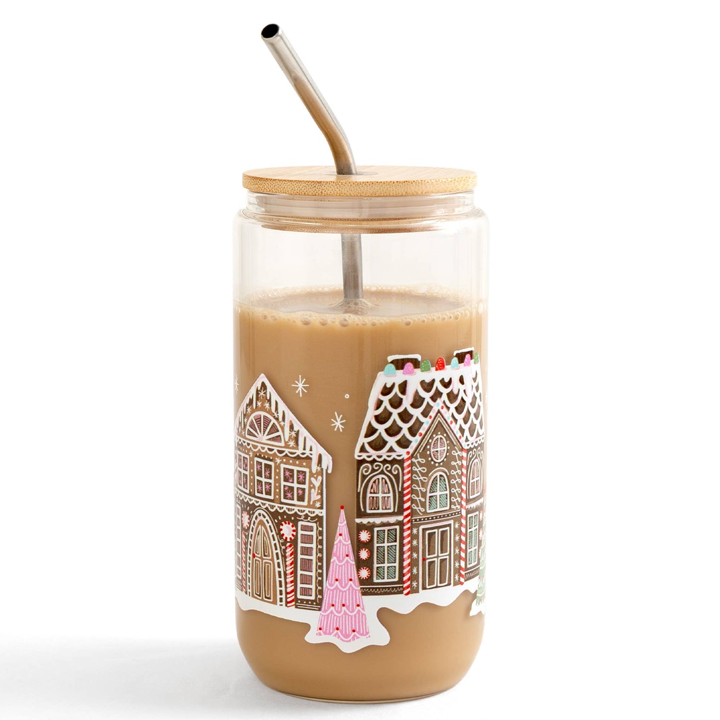 Gingerbread Village Christmas Glass Tumbler