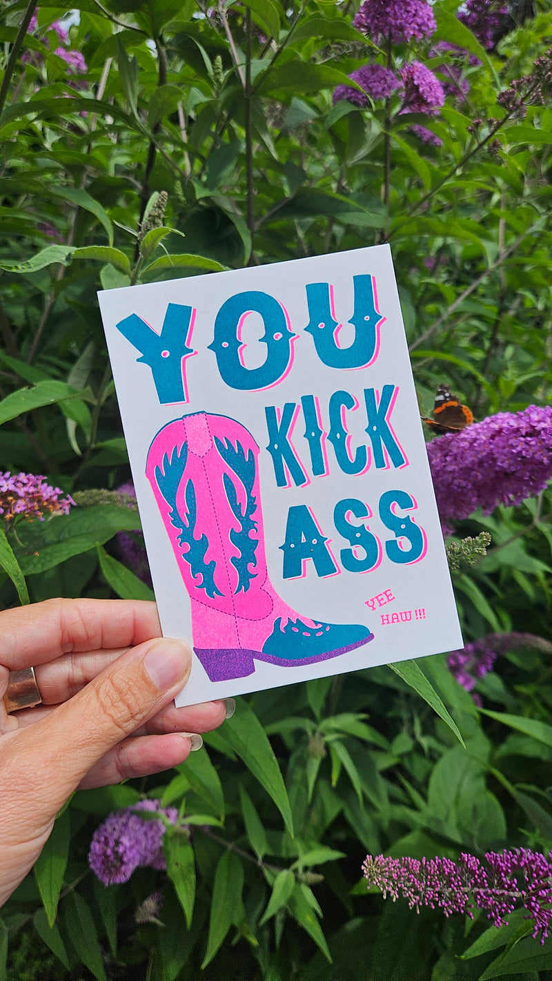 You kick ass Cowboy boots riso print