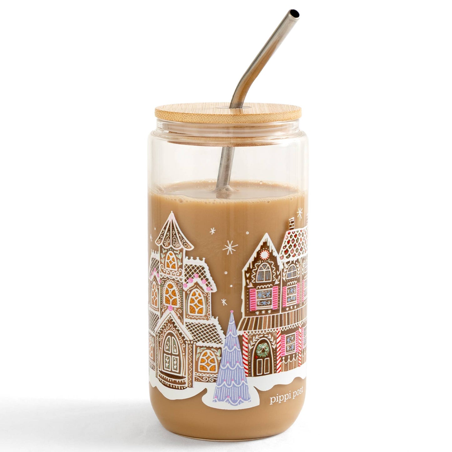 Gingerbread Village Christmas Glass Tumbler