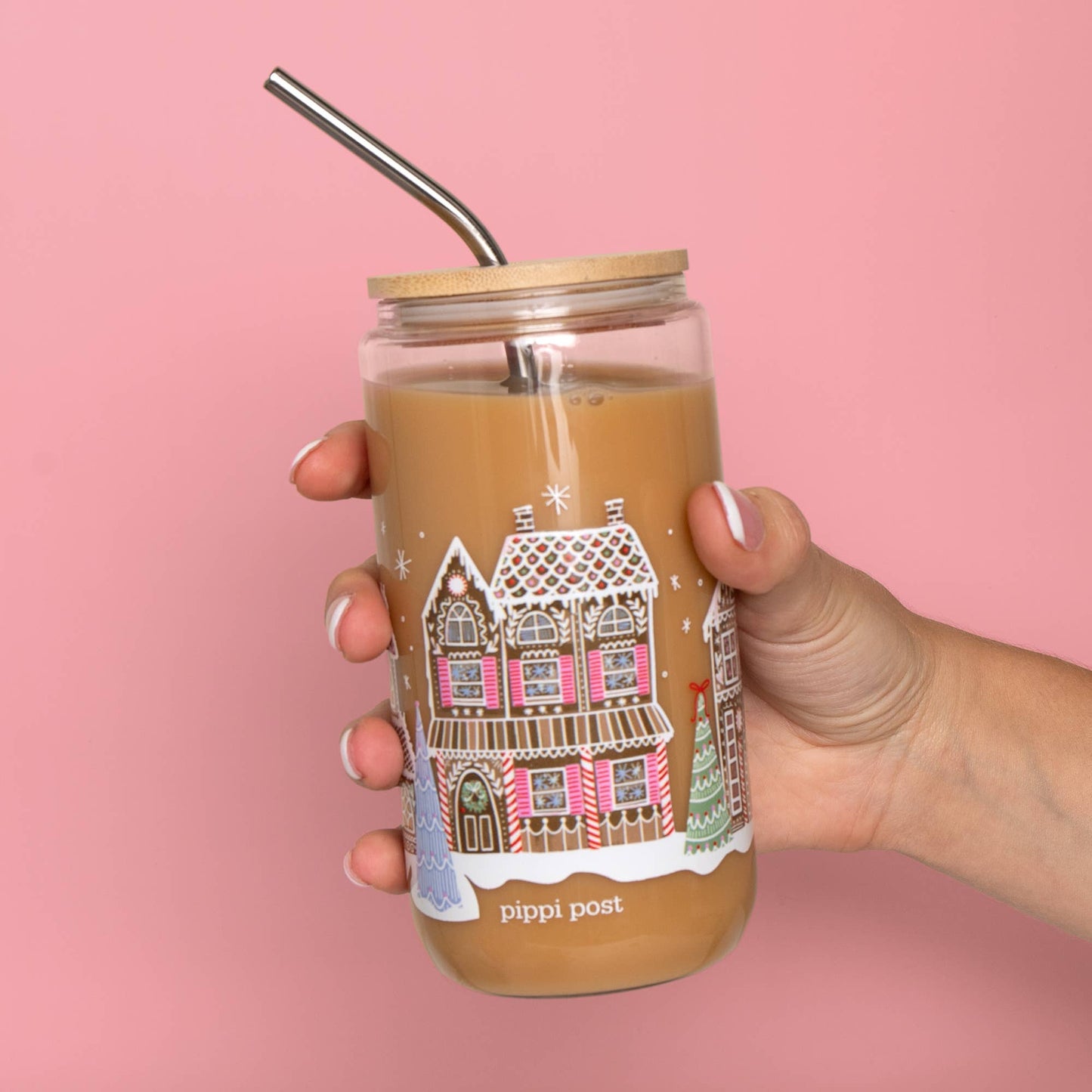 Gingerbread Village Christmas Glass Tumbler