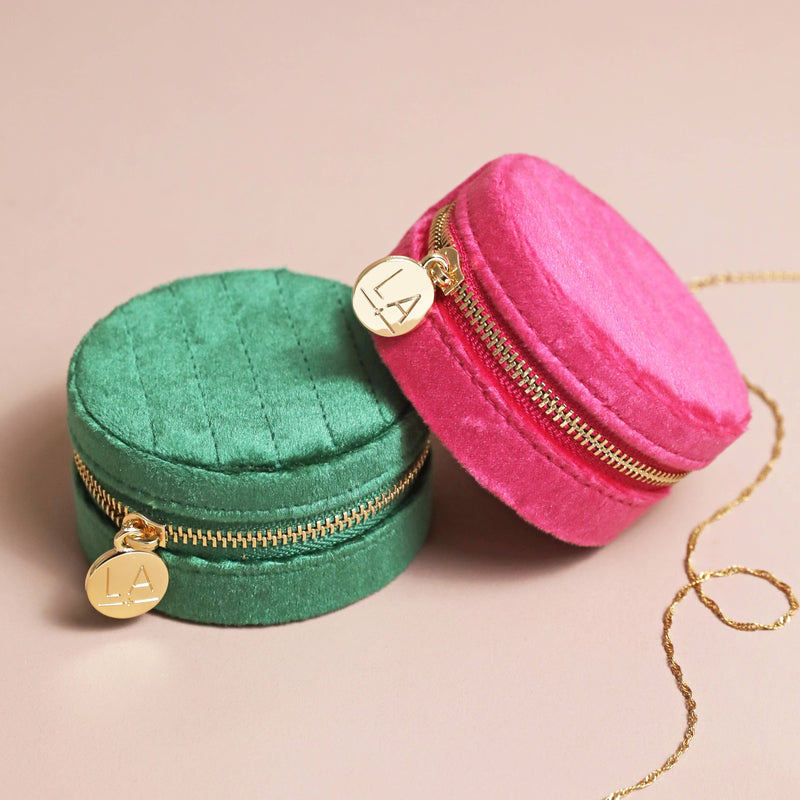 Quilted Velvet Jewellery Case: Forest Green