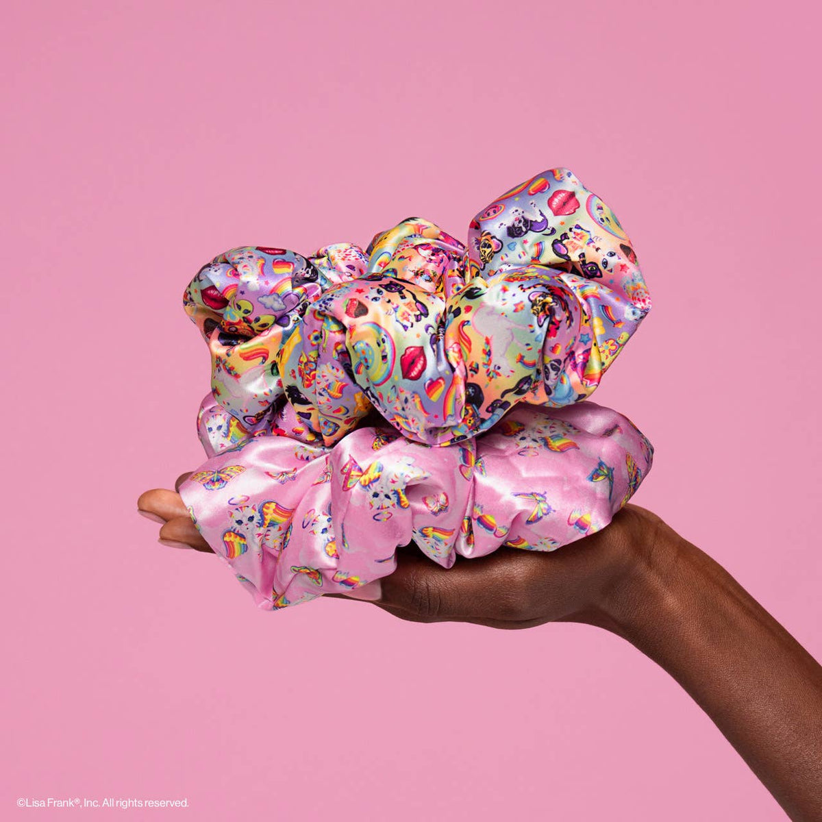 Lisa Frank x Kitsch – store satengscrunchies, 2-pakning