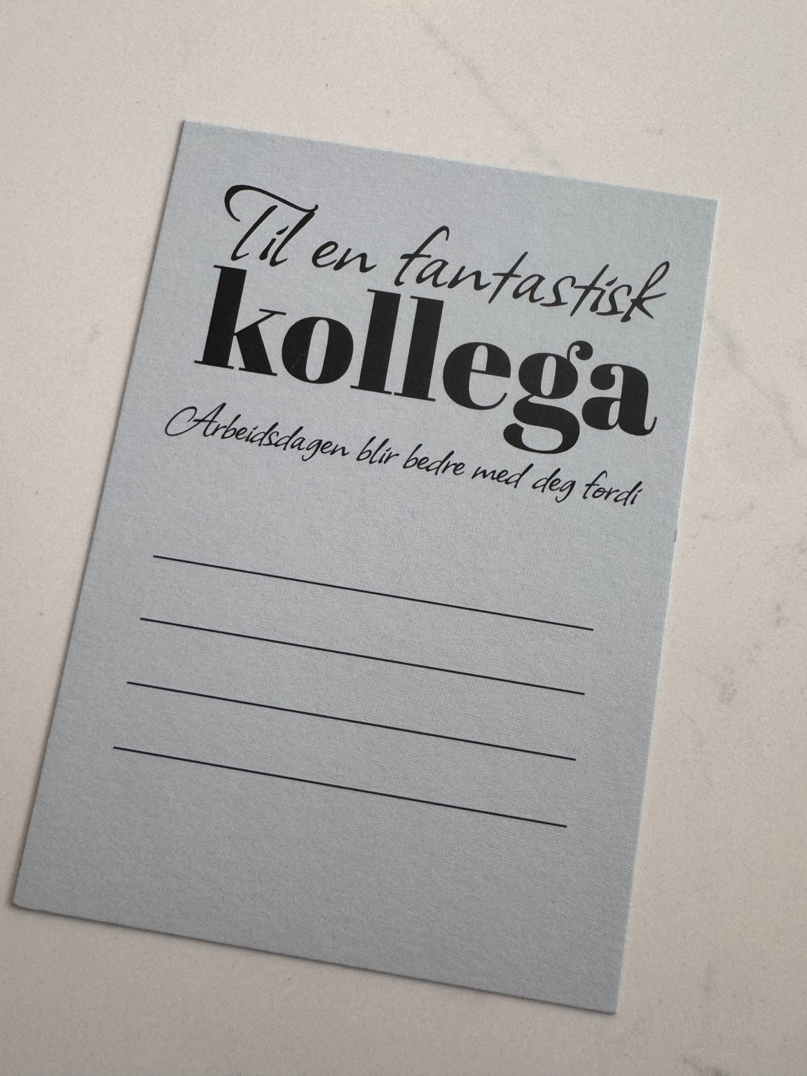 Til en fantastisk kollega – Levia kort uten håndskrift
