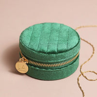 Quilted Velvet Jewellery Case: Forest Green