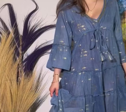 Turquoise & Gold Coral – Beach Dress - Forhåndsbestill